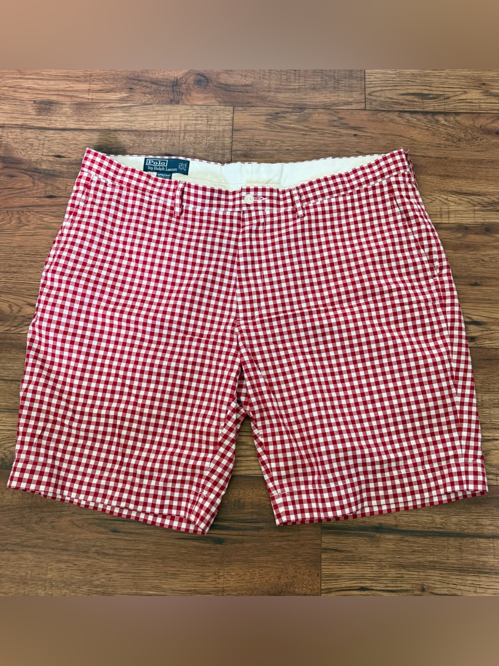 Polo by Ralph Lauren Suffield Shorts Red White Gingham Sz 40 Golf Preppy EUC